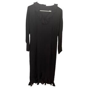Anna Laura long sleeved black v-neck dress with ruffles size 6